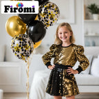 Firomi 12-inch Metallic Chrome Gold & Black Latex Balloons – 70 Pack with 2 Ribbons