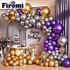 Firomi Metallic Purple Balloons 18-Inch 12-Pack | Thick Latex, Ribbon Included