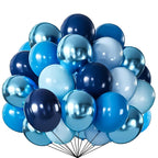 Firomi Metallic Blue Balloons Set – 70pc, 12in Chrome and Navy Blue + 2 Ribbons
