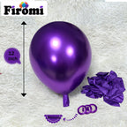 Firomi Metallic Purple Balloons (12in) – 100 Pack Chrome Latex with 3 Ribbons