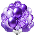 Firomi Metallic Purple Balloons Set – 70-Pack 12in Chrome Purple, Lavender & Confetti with 2 Ribbons