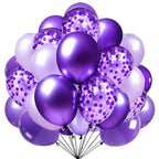 Firomi Metallic Purple Balloons Set – 70-Pack 12in Chrome Purple, Lavender & Confetti with 2 Ribbons