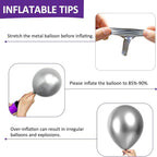 Firomi Metallic Silver 5-Inch Latex Balloons – 100 Pack with 2 Ribbons for Weddings & Parties