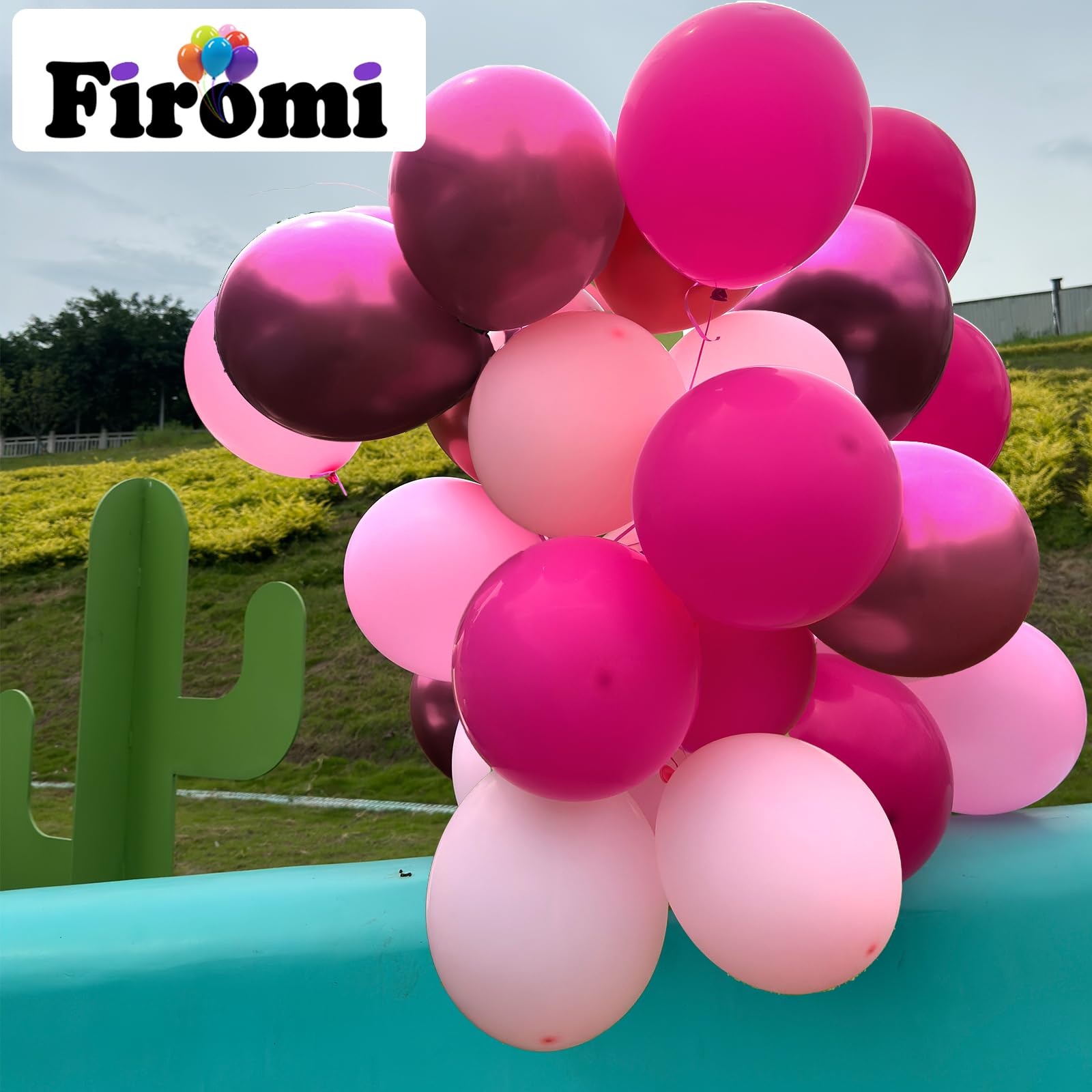 Firomi Metallic Pink Balloons Set – 70 Count 12in Chrome Hot Pink & Light Pink Latex (Includes 2 Ribbons)
