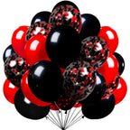 Firomi Red & Black Latex Balloons 12in - 70pc Set with Confetti & Ribbons