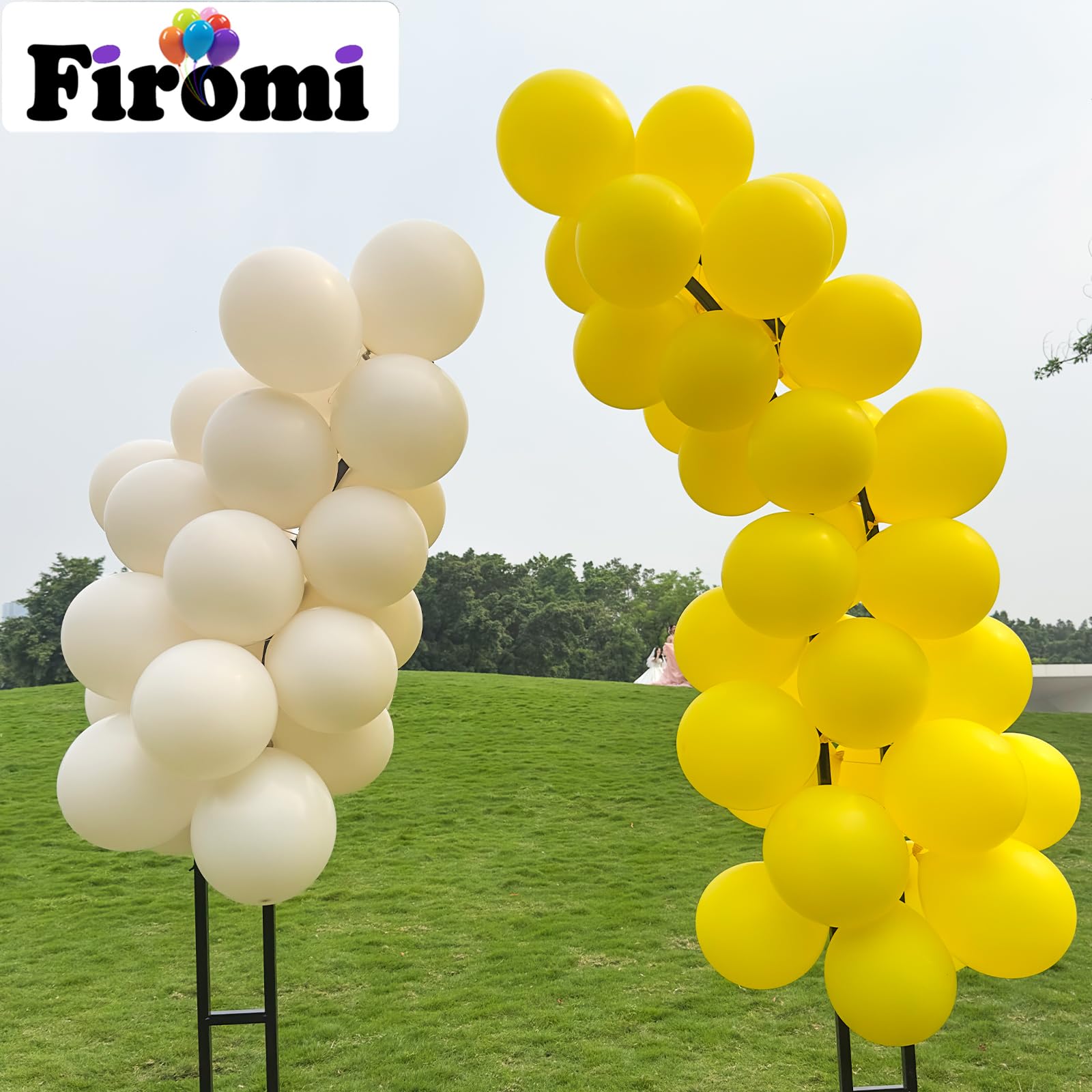 Firomi Beige Balloons 12in – 100 Pack Thickened Latex (3 Ribbons)