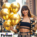 Firomi Metallic Gold Balloons 12-inch – 100 Pack Chrome Gold Latex with 3 Ribbons