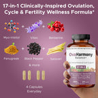 FIRSTORGANIC OvaHarmony Balance+ | 2960mg - 17-in-1 | Herbal PCOD/PCOS & Menstural Cycle Support | Feminine Everyday Wellness Formula | Third-Party Tested, Vegan, Non-GMO, Gluten Free | 120 Capsules