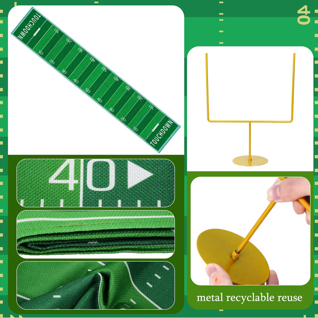 Fjoron 3-Piece Metal Football Goal Post Decoration Set | Table Decor & Football Theme Party Supplies