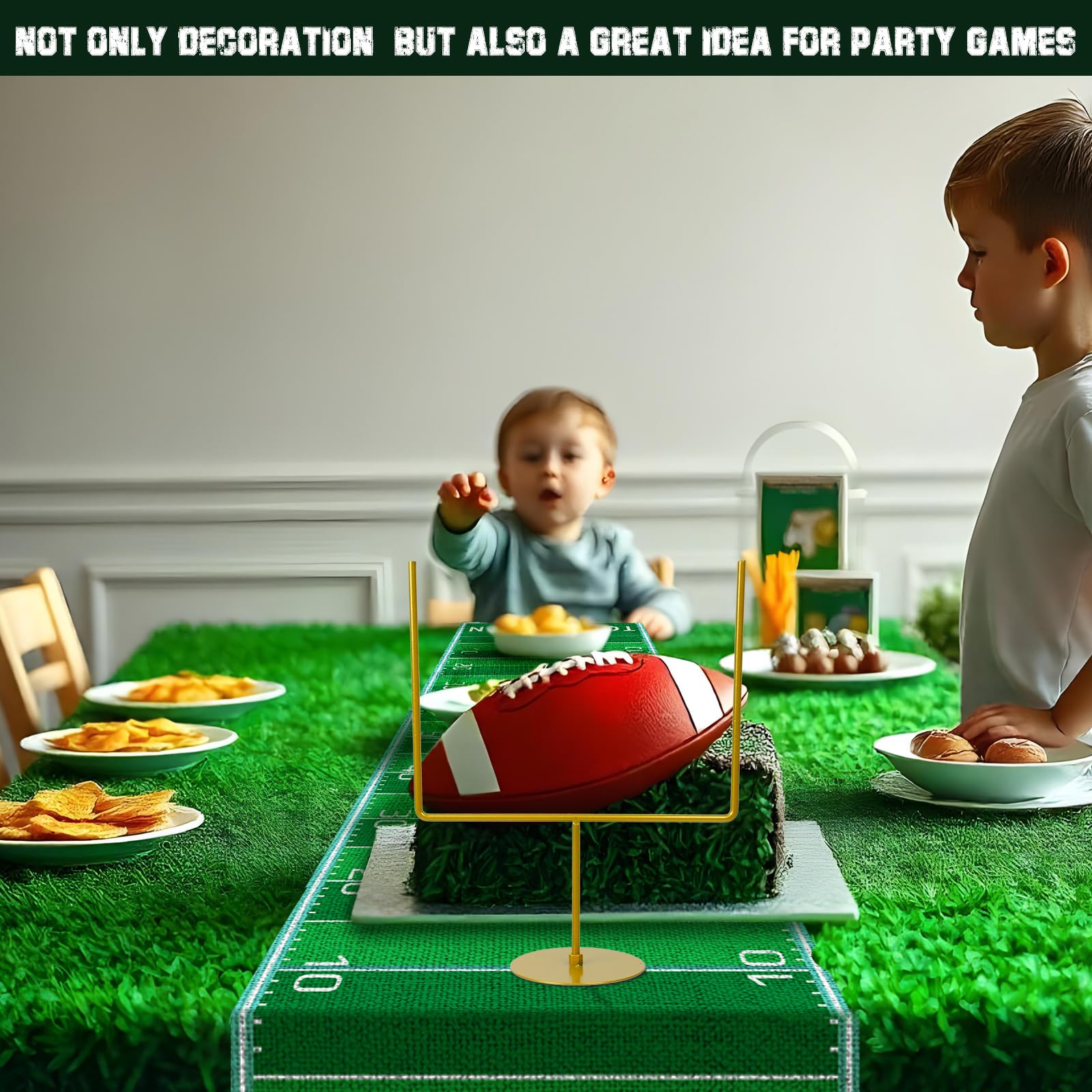 Fjoron 3-Piece Metal Football Goal Post Decoration Set | Table Decor & Football Theme Party Supplies