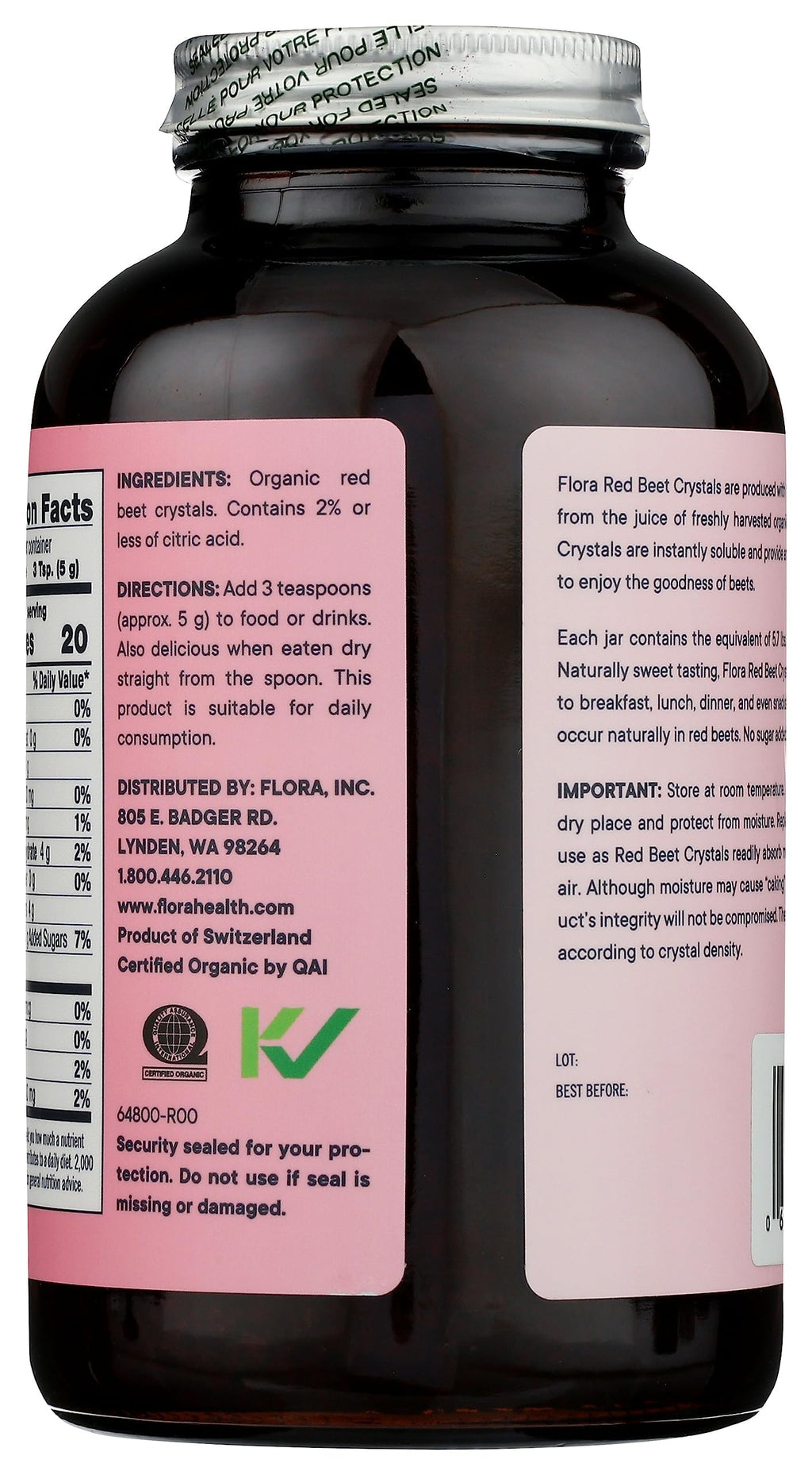 Flora Bio-Rote-Bete-Kristalle – Energetisierendes Rote-Bete-Superfood, Stickoxid-Booster, vegan (198 g)