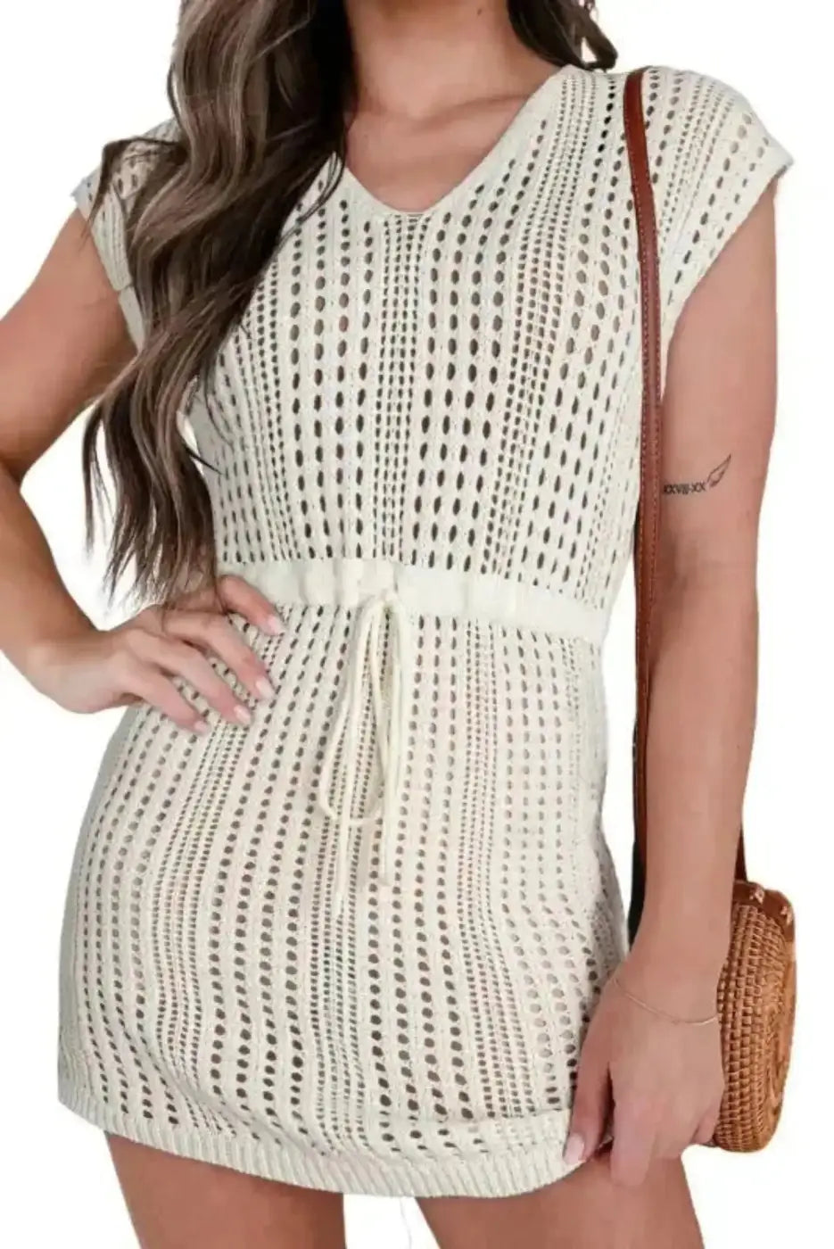 Beige Sandy Serenity Floral Beach Dress Women UK