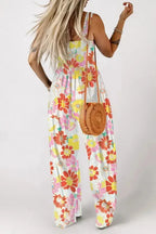 Floral Wide Leg Sleeveless Jumpsuit Women UK