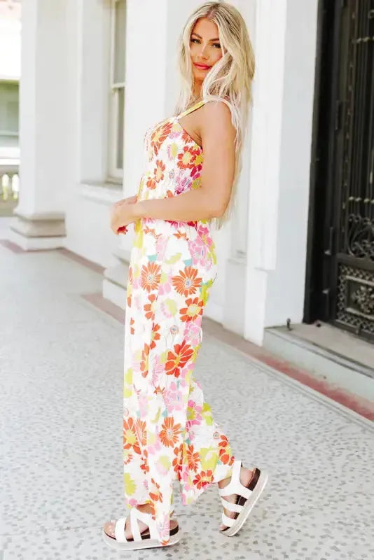 Floral Wide Leg Sleeveless Jumpsuit Women UK