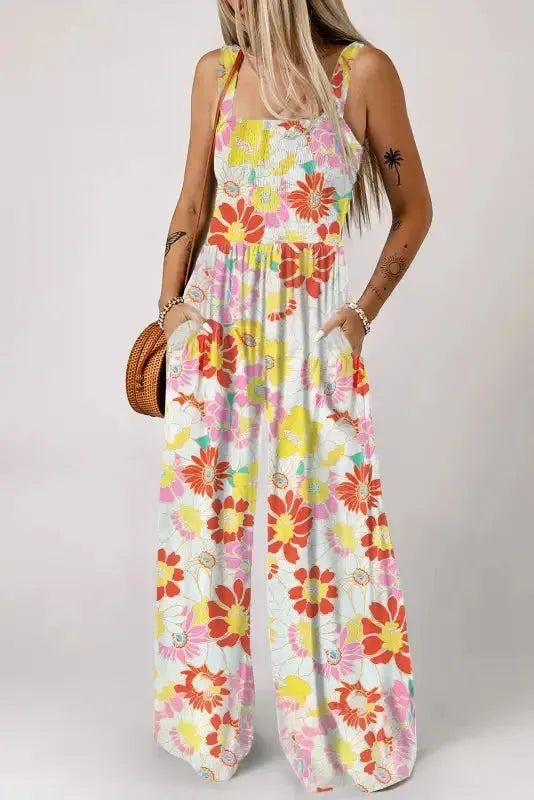 Floral Wide Leg Sleeveless Jumpsuit Women UK