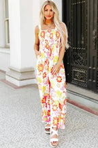 Floral Wide Leg Sleeveless Jumpsuit Women UK