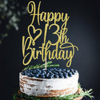 Florcmet Gold Glitter Happy 13th Birthday Cake Topper – 13th Birthday Party Decor