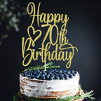 Florcmet Gold Glitter Happy 70th Birthday Cake Topper – 70 & Fabulous