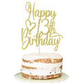 Florcmet Gold Glitter Happy 13th Birthday Cake Topper – 13th Birthday Party Decor