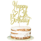 Florcmet Gold Glitter Happy 13th Birthday Cake Topper – 13th Birthday Party Decor