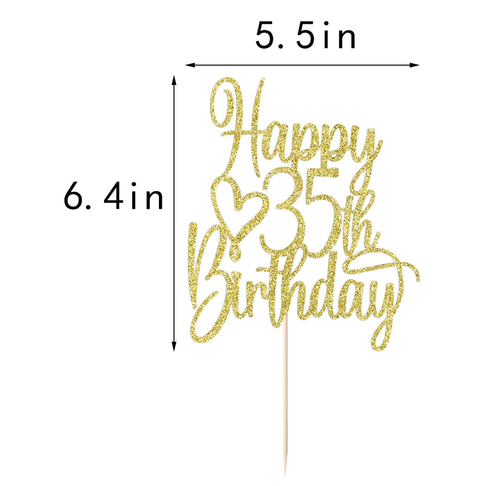 Florcmet Gold Glitter 35th Birthday Cake Topper | 35th & Fabulous