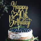 Florcmet Gold Glitter Happy 40th Birthday Cake Topper – 40 & Fabulous Cheers to 40 Years