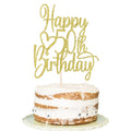 Florcmet Gold Glitter 50th Birthday Cake Topper – 50 & Fabulous Hello 50th