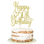 Florcmet Gold Glitter 50th Birthday Cake Topper – 50 & Fabulous Hello 50th