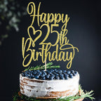 Florcmet Gold Glitter 25th Birthday Cake Topper – 25 & Fabulous