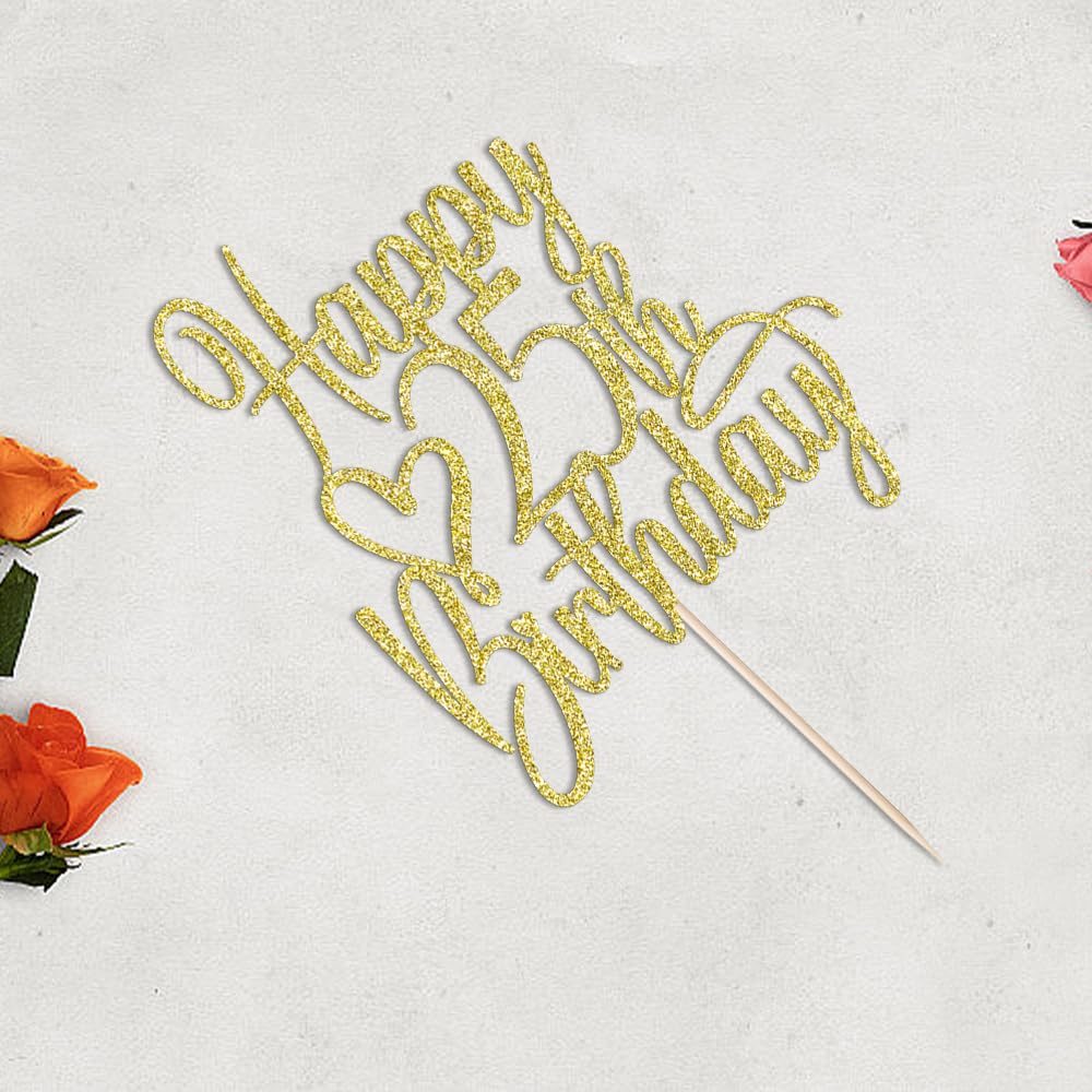 Florcmet Gold Glitter 25th Birthday Cake Topper – 25 & Fabulous