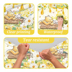 FOLNESH 3Pcs Winnie Bear Baby Shower Tablecloths — 107x53 in Yellow Table Cover, Disposable Party Decor