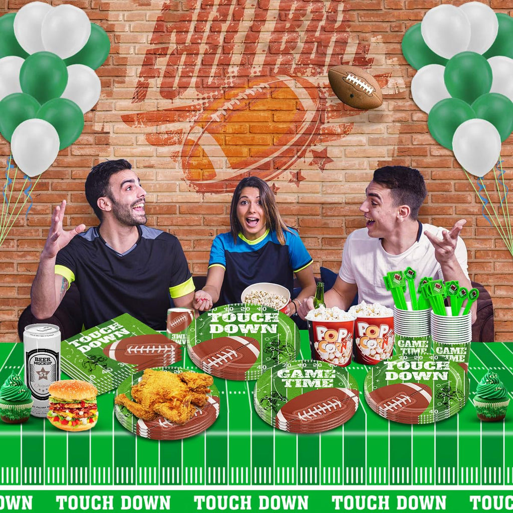 Football Party Supplies Set for 20 – 102 PCS (Plates, Cups, Napkins, Tablecloths)