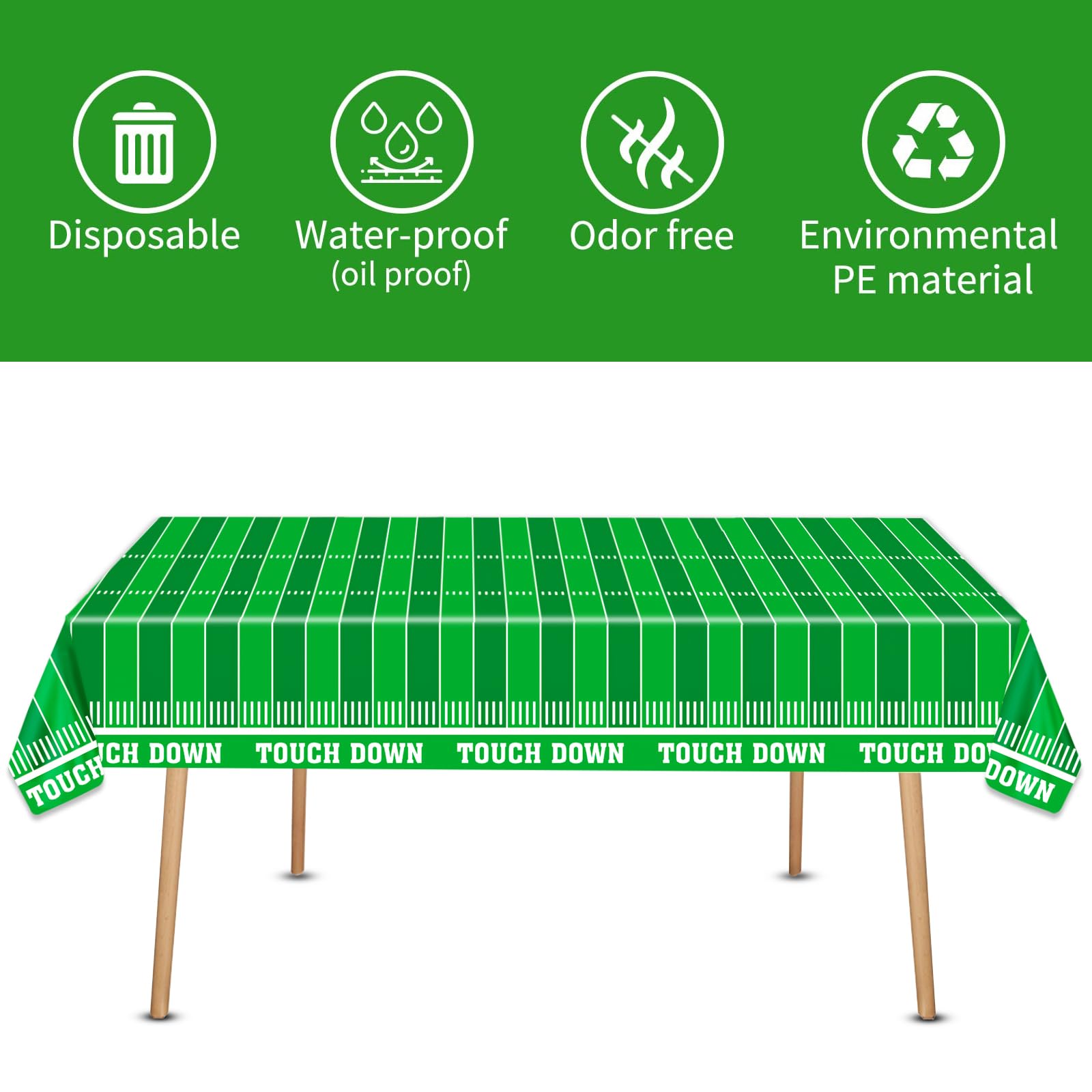 Football Party Supplies Set for 20 – 102 PCS (Plates, Cups, Napkins, Tablecloths)