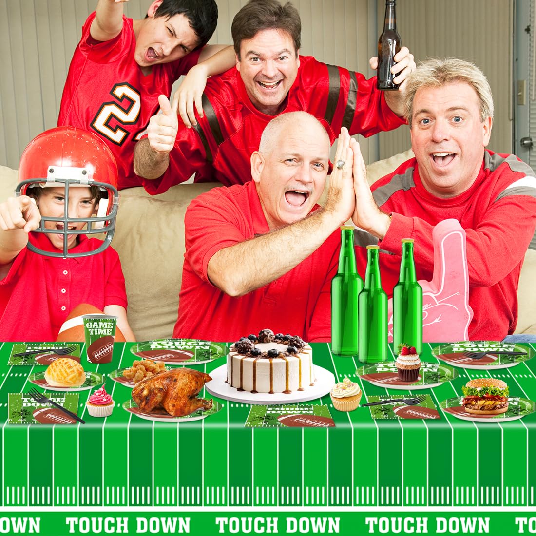 Football Party Supplies Set for 20 – 102 PCS (Plates, Cups, Napkins, Tablecloths)