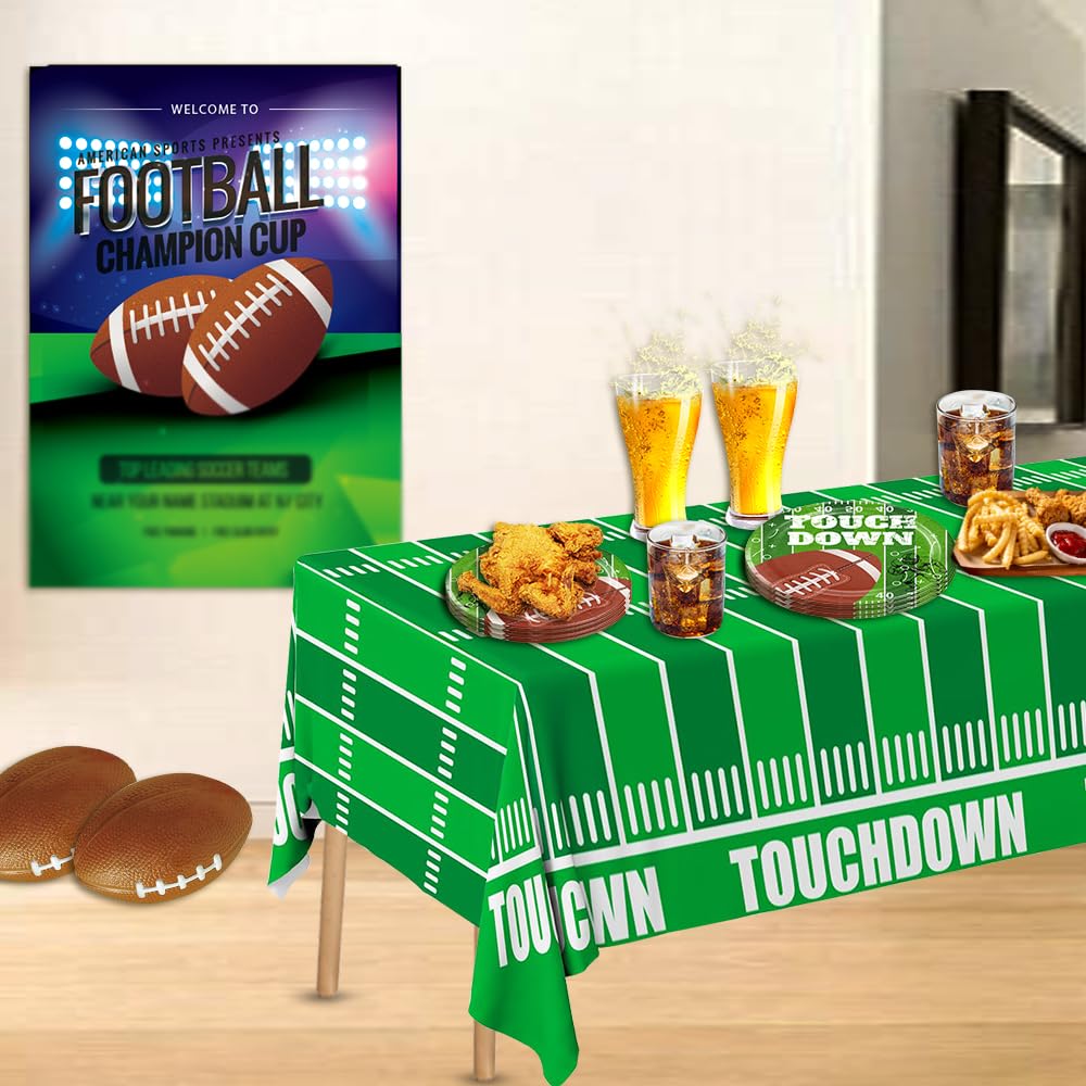 Football Party Supplies Set for 20 – 102 PCS (Plates, Cups, Napkins, Tablecloths)