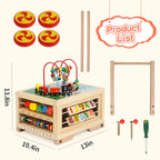 FOPNETS Wooden Activity Cube 7-in-1 Montessori Toys for Toddlers 1+