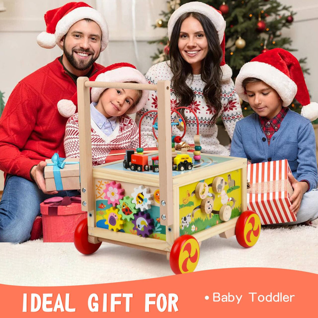 FOPNETS Wooden Activity Cube 7-in-1 Montessori Toys for Toddlers 1+