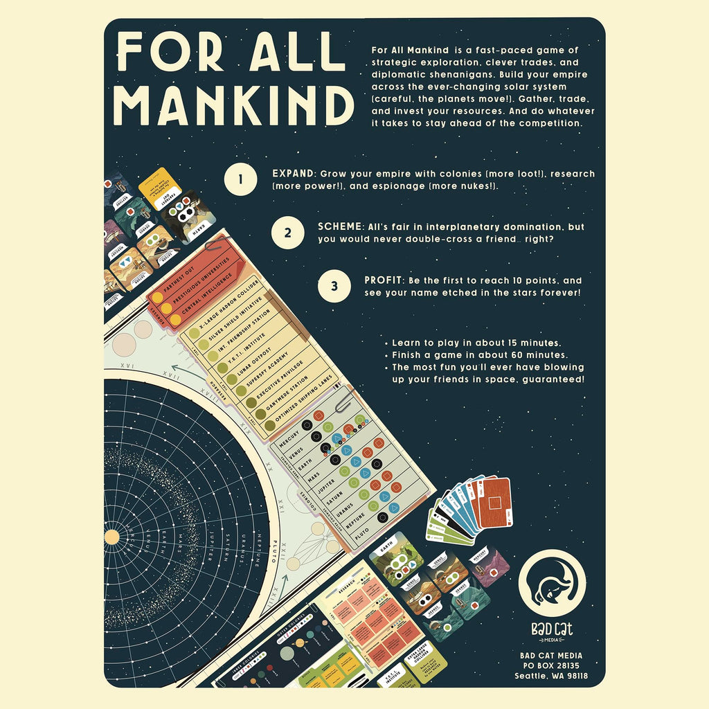 For All Mankind Board Game | Space Strategy for 1-4 Players | Ages 14+