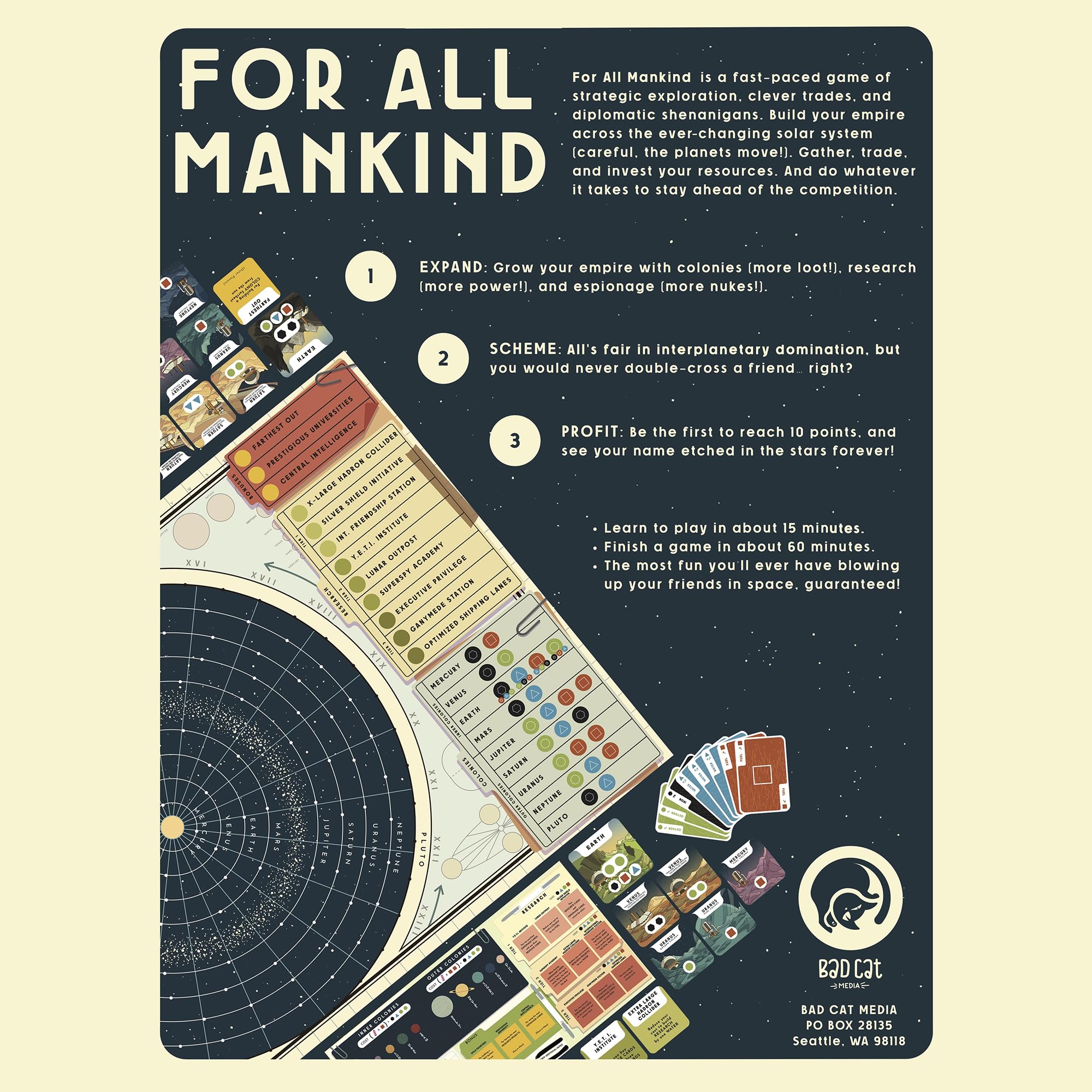 For All Mankind Board Game | Space Strategy for 1-4 Players | Ages 14+