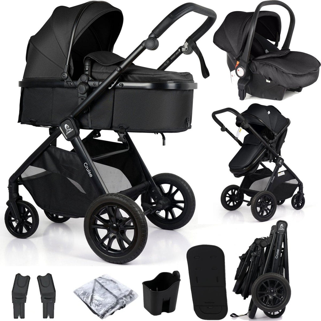 For Your Little One Cruise 3 In 1 Travel System With Car Seat - Eclipse Black (Free Cupholder / Seat Liner Included!) WAS £174.99 NOW £109.00