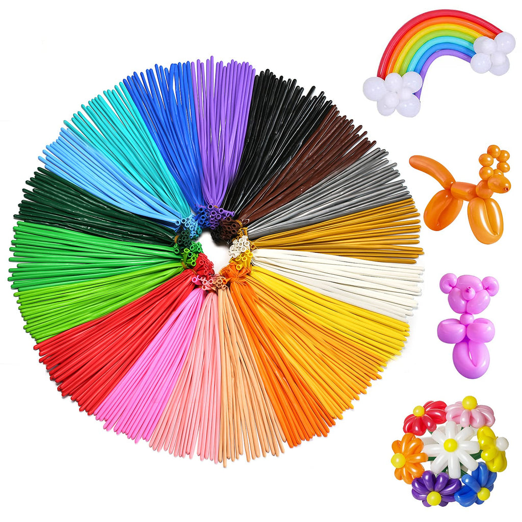 FOTIOMRG 200pcs Twisting Balloons – 260 Long Latex Balloons for Balloon Animals, 20 Colors