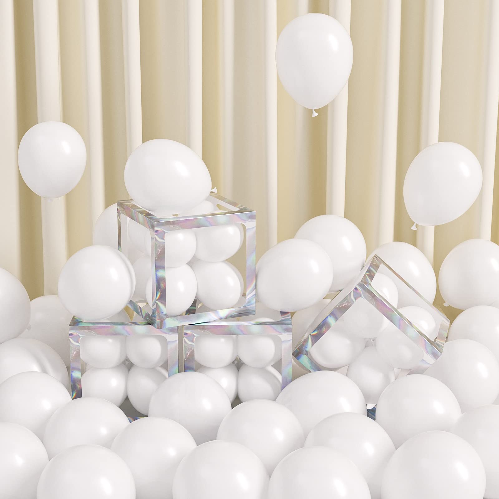 FOTIOMRG 120pcs 5in White Latex Balloons – Helium-Ready Party Decor