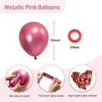 FOTIOMRG Metallic Pink Balloons 12in - 50 Pack Chrome Pink Latex Party Balloons for Birthday, Wedding & More