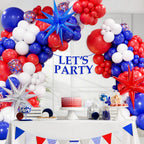 FOTIOMRG Red White Blue Balloons Garland Arch Kit – 128pc Party Decor