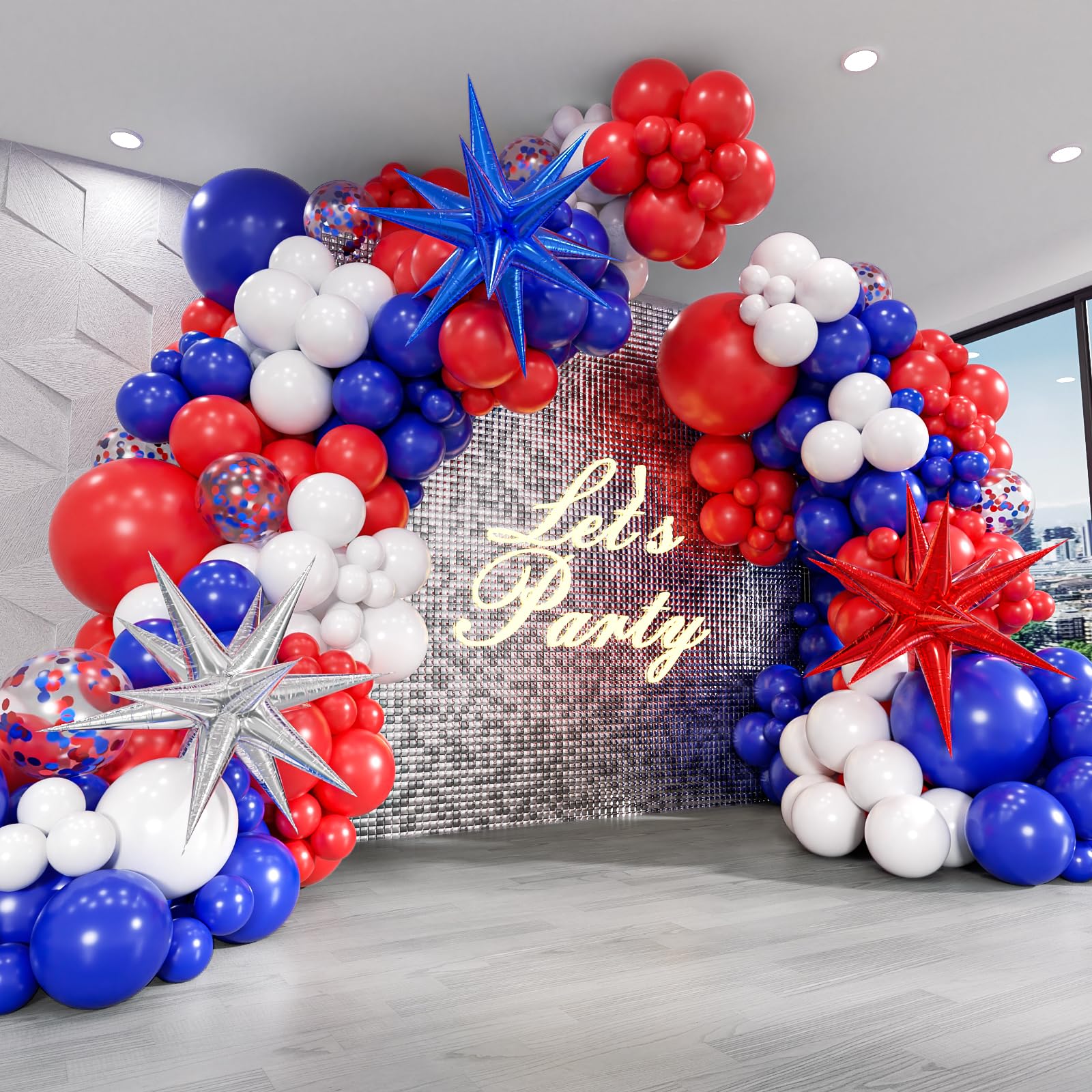 FOTIOMRG Red White Blue Balloons Garland Arch Kit – 128pc Party Decor