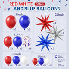FOTIOMRG Red White Blue Balloons Garland Arch Kit – 128pc Party Decor