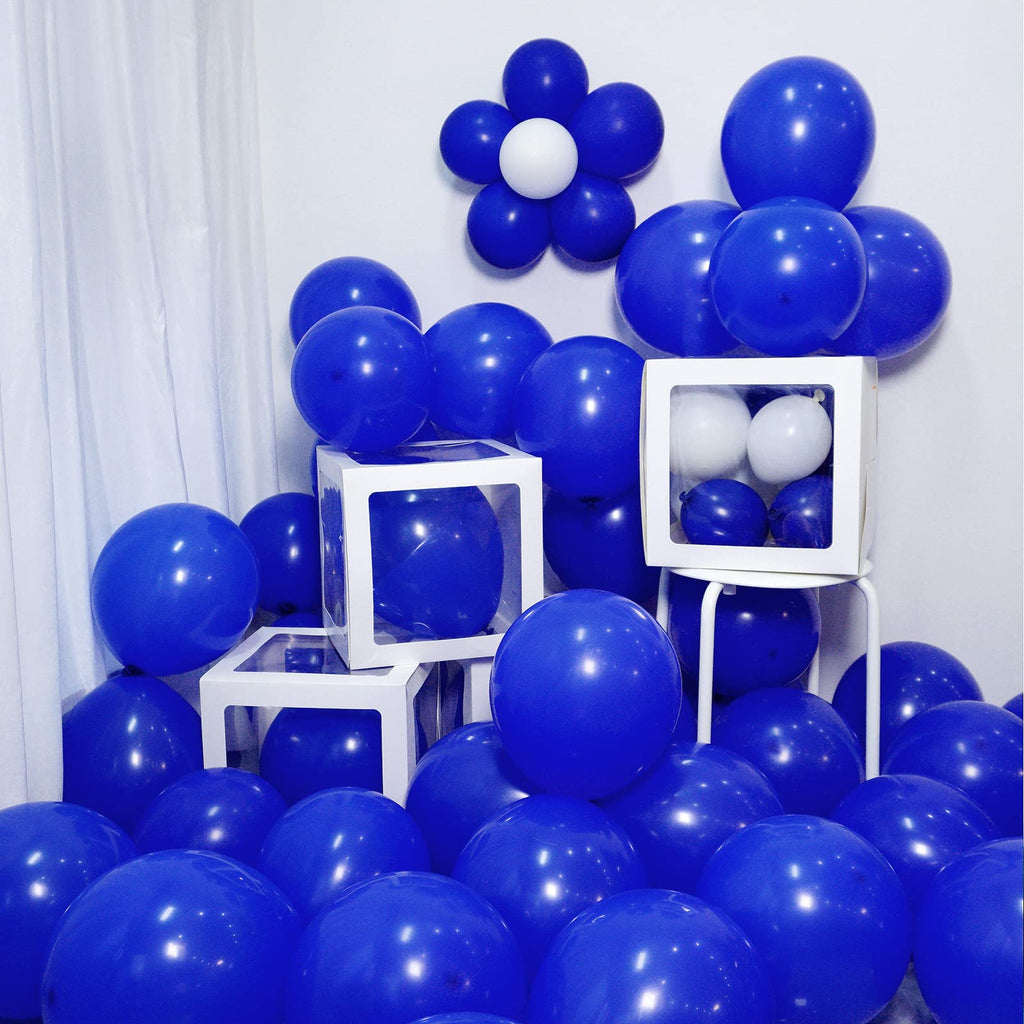 FOTIOMRG Royal Blue Balloons 12in - 50 Pack Latex Party Balloons with Blue Ribbon