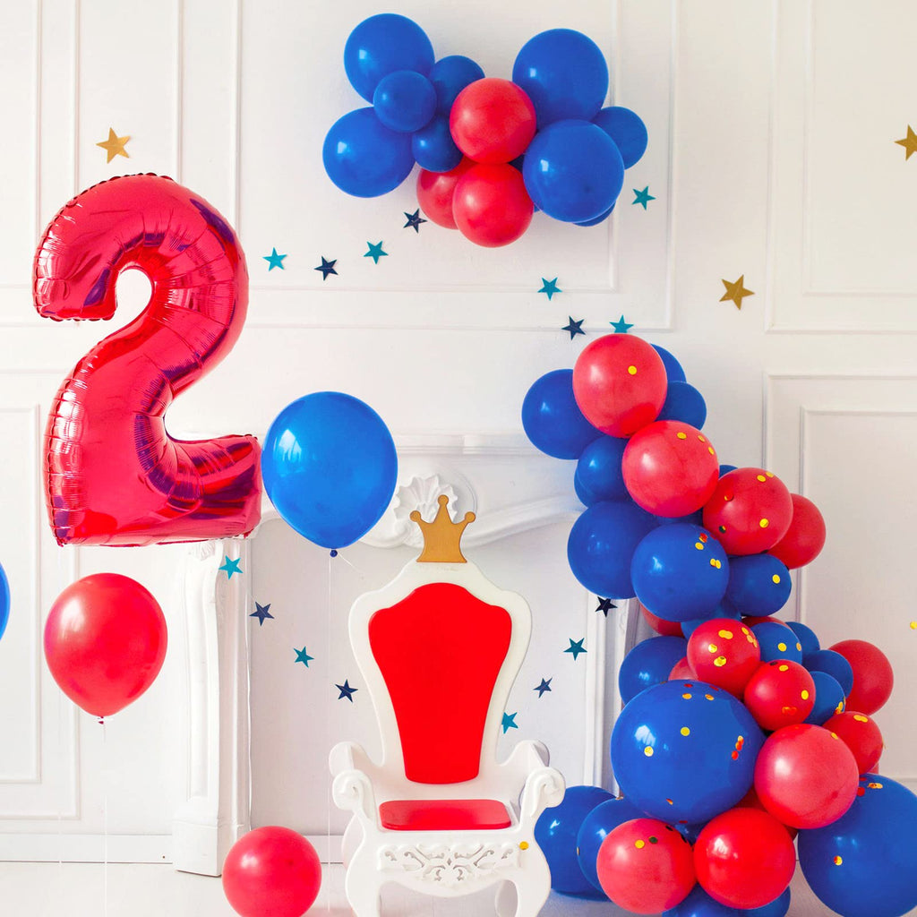 FOTIOMRG Royal Blue Balloons 12in - 50 Pack Latex Party Balloons with Blue Ribbon