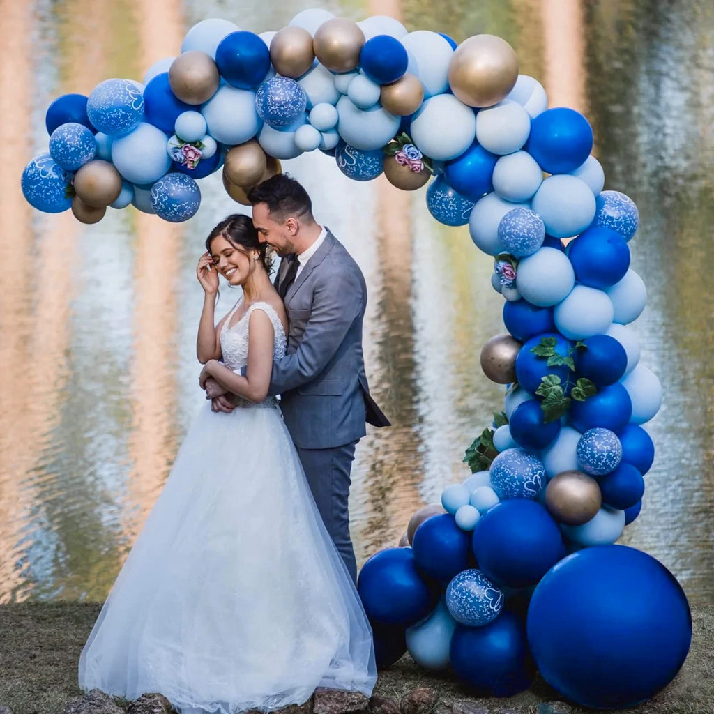FOTIOMRG Royal Blue Balloons 12in - 50 Pack Latex Party Balloons with Blue Ribbon