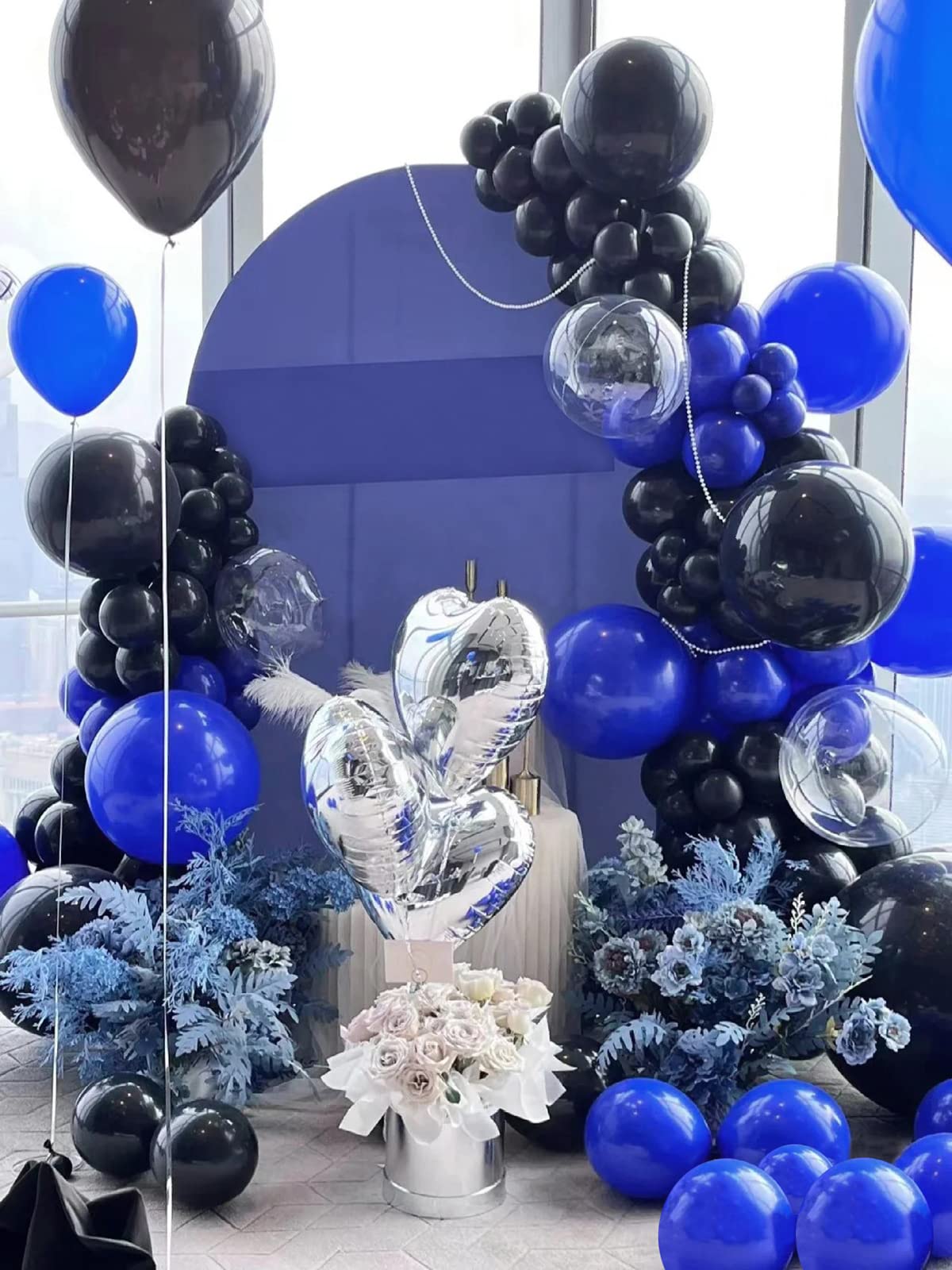 FOTIOMRG Royal Blue Balloons 12in - 50 Pack Latex Party Balloons with Blue Ribbon